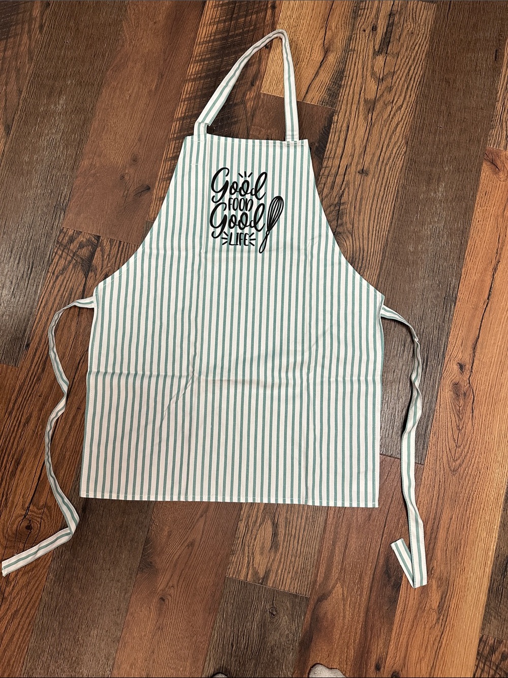 Striped Kitchen Apron with 'Good From Good Life' Script